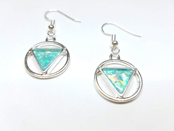 Dreieck im Kreis Ohrringe silberfarben türkis